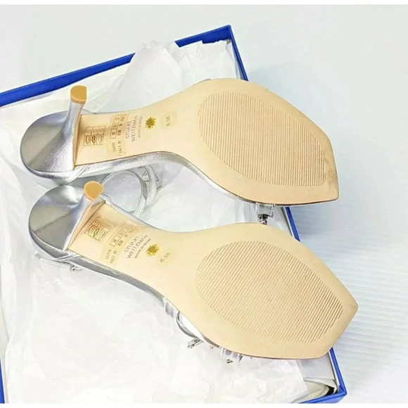 Stuart Weitzman Women's Nudist Vow Crystal Heel Sandals Size 8.5 (MSRP $650) - Picture 10 of 11